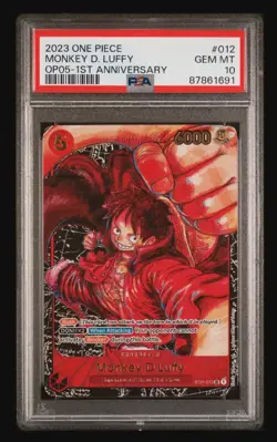PSA 10 2023 One Piece MONKEY D LUFFY Alternate Art #ST01-012 1st Anniversary EN - Image 1