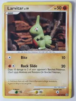 Larvitar 63/100 LP - Yuka Morii Clay Art - Stormfront Pokemon Card - Image 1