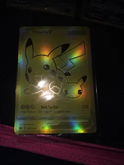 Pikachu V SWSH145 SWSH: Sword & Shield Promo Cards Gold Full Art Holo - Image 1