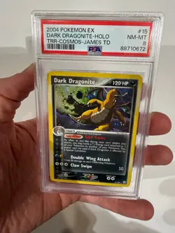 PSA 8 Pokemon Dark Dragonite Team Rocket Returns Cosmos Holo TRR 15 - Image 1