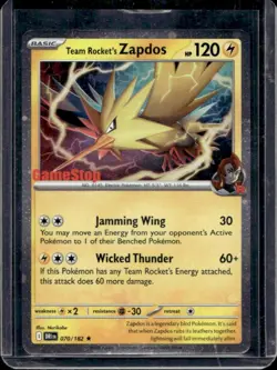 2025 Pokemon Team Rocket's Zapdos Promos Gamestop Stamp Cosmos Holo #070/182 - Image 1