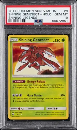2017 POKEMON SUN & MOON SHINING LEGENDS #9 SHINING GENESECT-HOLO PSA 10 - Image 1