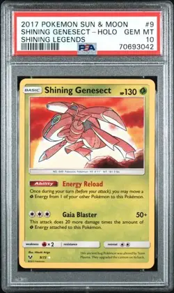 2017 POKEMON SUN & MOON SHINING LEGENDS #9 SHINING GENESECT-HOLO PSA 10 - Image 1