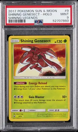 2017 POKEMON SUN & MOON SHINING LEGENDS #9 SHINING GENESECT-HOLO PSA 9 - Image 1