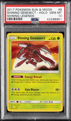 2017 POKEMON SUN & MOON SHINING LEGENDS #9 SHINING GENESECT-HOLO PSA 10 - Image 1