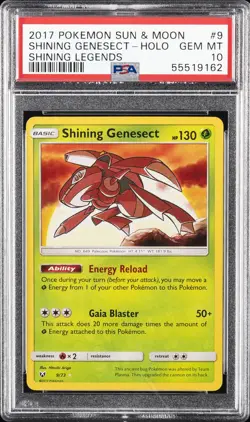 2017 POKEMON SUN & MOON SHINING LEGENDS #9 SHINING GENESECT-HOLO PSA 10 - Image 1