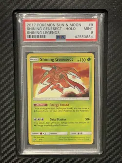 2017 PSA 9 Shining Genesect #9 Holo Rare Pokemon TCG Sun & Moon Shining Legends - Image 1