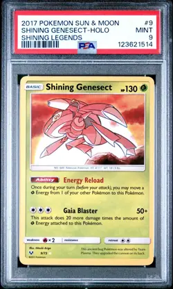 2017 Pokemon Sun & Moon Shining Genesect Holo Legends #9 PSA 9 MINT - Image 1
