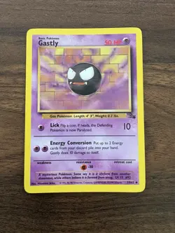 Unlimited Fossil Gastly 33/62 Pokemon Card WOTC Vintage LP - Image 1