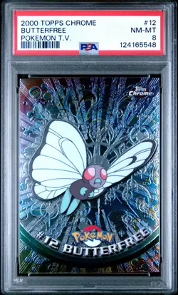2000 TOPPS CHROME POKEMON T.V. #12 BUTTERFREE PSA 8 - Image 1