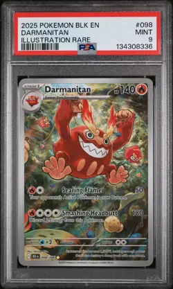 2025 POKEMON BLK EN DARMANITAN ILLUSTRATION RARE #098 Psa 9 - Image 1