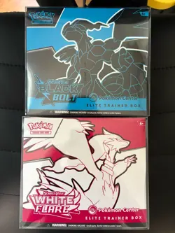 Pokemon Center Black Bolt & White Flare Elite Trainer Box ETB Set w/ Cases - Image 1