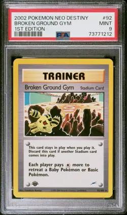 Pokemon TCG Broken Ground Gym Neo Destiny 2002 92 1st Edition Rare PSA 9 MINT - Image 1