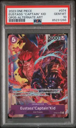 PSA 10 One Piece Eustass "Captain" Kid OP05-074 Awakening of the New Era Alt Art - Image 1
