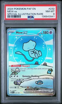 2024 POKEMON PAF EN-PALDEAN FATES SPECIAL ILLUSTRATION RARE #232 MEW EX PSA 8 - Image 1