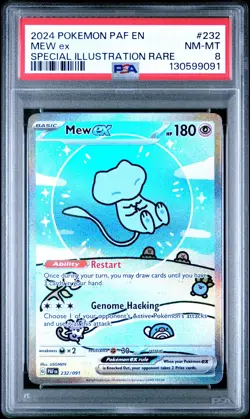 2024 POKEMON PAF EN-PALDEAN FATES SPECIAL ILLUSTRATION RARE #232 MEW EX PSA 8 - Image 1