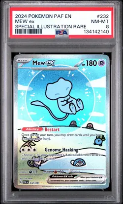 2024 POKEMON PAF EN-PALDEAN FATES SPECIAL ILLUSTRATION RARE #232 MEW EX PSA 8 - Image 1