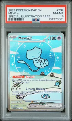 2024 POKEMON PAF EN-PALDEAN FATES SPECIAL ILLUSTRATION RARE #232 MEW EX PSA 8 - Image 1