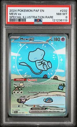 2024 POKEMON PAF EN-PALDEAN FATES SPECIAL ILLUSTRATION RARE #232 MEW EX PSA 8 - Image 1
