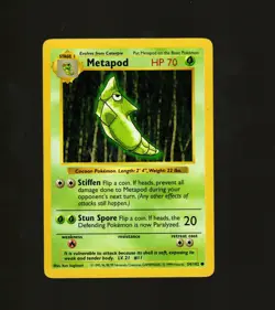 Pokemon TCG Metapod 54/102 Base Set Shadowless Regular MP WOTC Card 1999 - Image 1