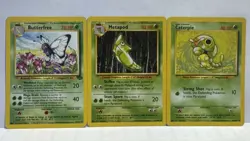 Pokemon TCG - Caterpie 68/130, Metapod 81/130 Base Set, Butterfree 34/130 Jungle - Image 1