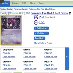 Pokemon TCG Gastly Reverse Holo EX FireRed & LeafGreen Card 63/112 - ACE 9 - Image 3