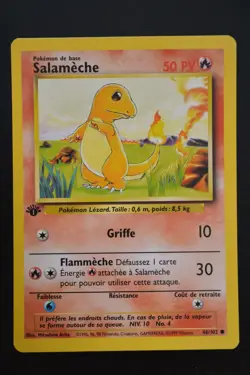 Pokemon TCG CHARMANDER 1ST EDITION FRENCH SALAMECHE Base Set 46/102 NM - Image 1