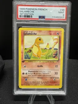 1999 Pokemon French 1st Edition Base Set #46 Salameche Charmander PSA 9 - Image 1