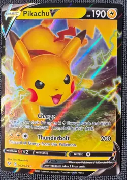 PIKACHU V 043/185 HOLO RARE V VIVID VOLTAGE POKEMON HOLO NM - Image 1