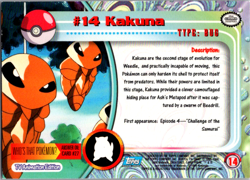 Topps Pokemon Card - Kakuna #14 - Topps Series 1 - Holo Foil - Blue Logo - Image 2