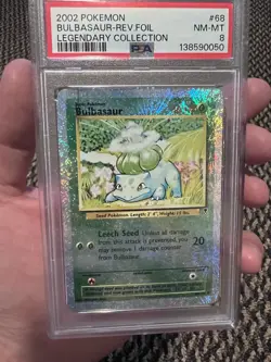 PSA 8 Pokemon 2002 Legendary Collection Reverse Foil Bulbasaur #68 (Print Line) - Image 1