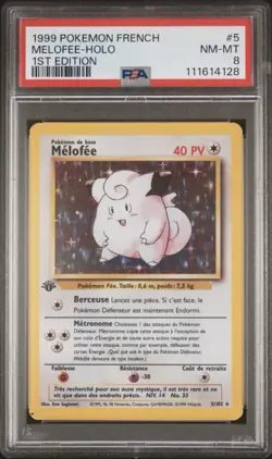 1999 Pokemon FRENCH 1st Edition Base Set Melofee-Clefairy Holo 5/102 PSA 8 NM-MT - Image 1