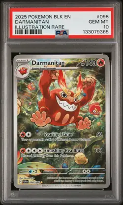 2025 POKEMON BLK EN-BLACK BOLT ILLUSTRATION RARE #098 DARMANITAN PSA 10 - Image 1
