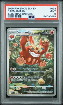 2025 POKEMON BLK EN-BLACK BOLT ILLUSTRATION RARE #098 DARMANITAN PSA 9 - Image 1