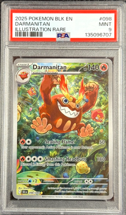2025 POKEMON BLACK BOLT EN DARMANITAN ILLUSTRATION RARE #098 MINT 💎 PSA 9 - Image 1