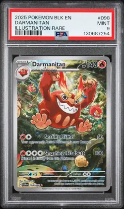 2025 POKEMON BLK EN-BLACK BOLT ILLUSTRATION RARE #098 DARMANITAN PSA 9 - Image 1
