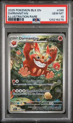 2025 POKEMON BLK EN-BLACK BOLT ILLUSTRATION RARE #098 DARMANITAN PSA 10 - Image 1