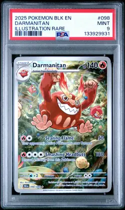 2025 POKEMON BLK EN-BLACK BOLT ILLUSTRATION RARE #098 DARMANITAN PSA 9 - Image 1
