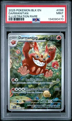 2025 POKEMON BLK EN-BLACK BOLT ILLUSTRATION RARE #098 DARMANITAN PSA 9 - Image 1