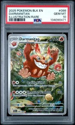 2025 POKEMON BLK EN-BLACK BOLT ILLUSTRATION RARE #098 DARMANITAN PSA 10 - Image 1