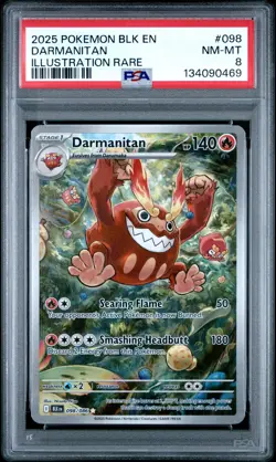 2025 POKEMON BLK EN-BLACK BOLT ILLUSTRATION RARE #098 DARMANITAN PSA 8 - Image 1