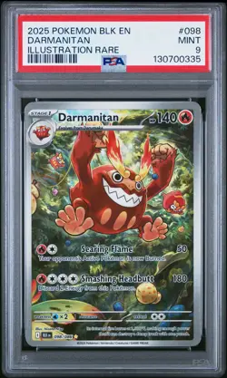 2025 POKEMON BLK EN-BLACK BOLT ILLUSTRATION RARE #098 DARMANITAN PSA 9 - Image 1
