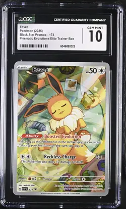 CGC Gem Mint 10 2025 Pokemon Prismatic Evolutions ETB Promo Eevee 173 - Image 1