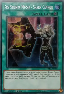 DASA-EN036 SKY STRIKER MECHA - SHARK CANNON SECRET RARE 1ST EDITION YuGiOh CARD - Image 1