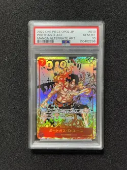 2022 One Piece Japanese Manga Alt Art OP02-013 SR Portgas D. Ace PSA 10 WO23 - Image 1