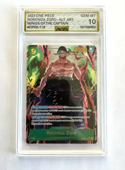 One Piece OP06-118 Roronoa Zoro SEC Alternate Alt Art AGS 10 Secret Rare English - Image 1