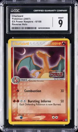 2007 POKEMON EX POWER KEEPERS - REVERSE HOLO #6/108 CHARIZARD CGC 9 - Image 1