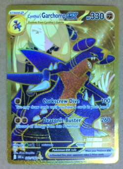 Pokemon TCG Destined Rivals Cynthia's Garchomp EX Card 241/182 Gold - Image 1