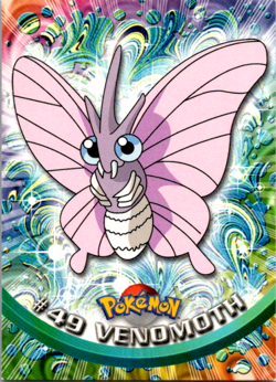 Venomoth #49 - BLUE LOGO - NON-HOLO - SERIES 1 - TOPPS Pokemon Card - Image 1