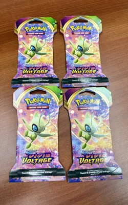 Pokemon TCG Sword & Shield Vivid Voltage Lot of 4 Blister Packs Sleeved Booster 820650807503 - Image 1